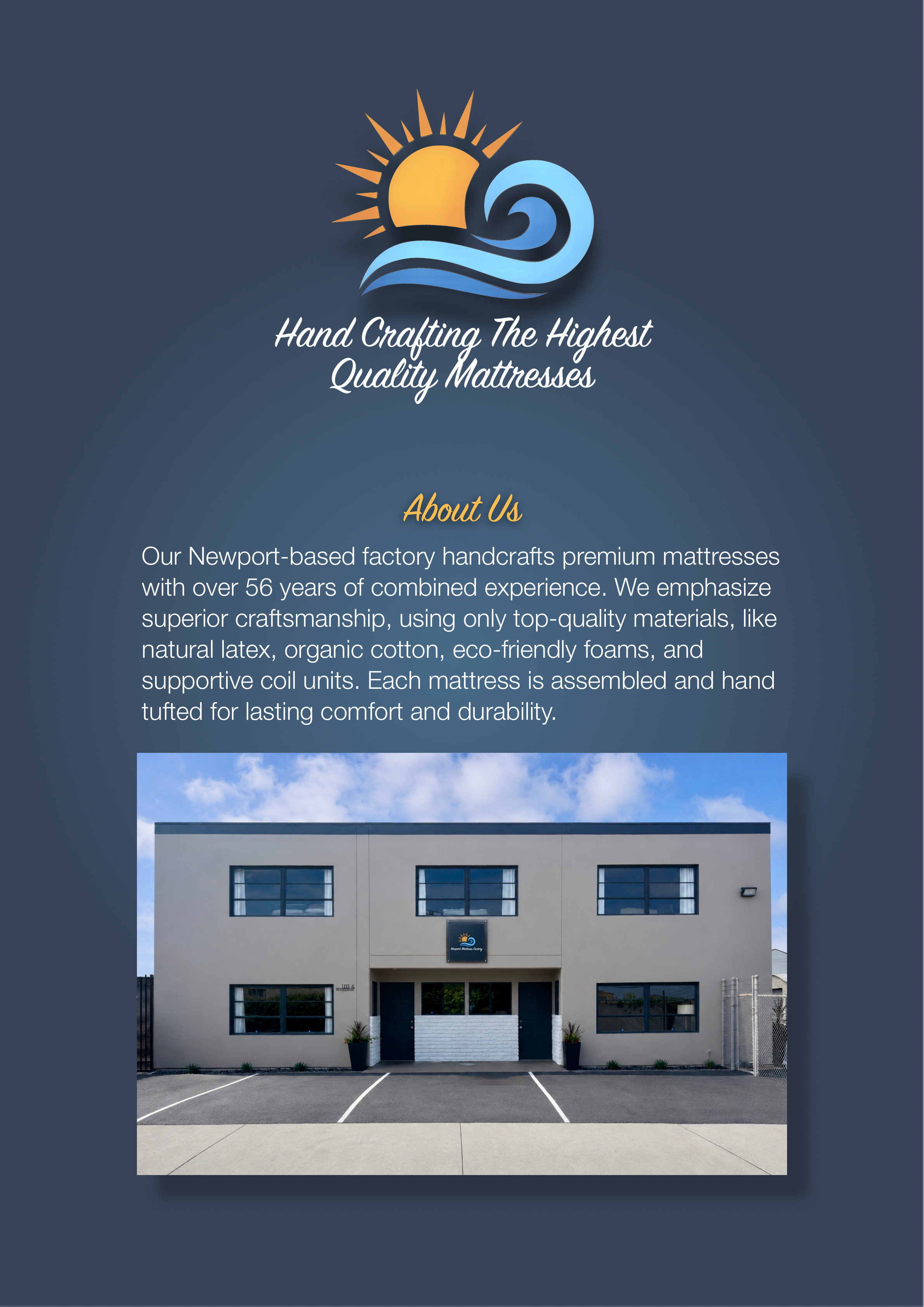 About Us page for Newport Mattress Factory