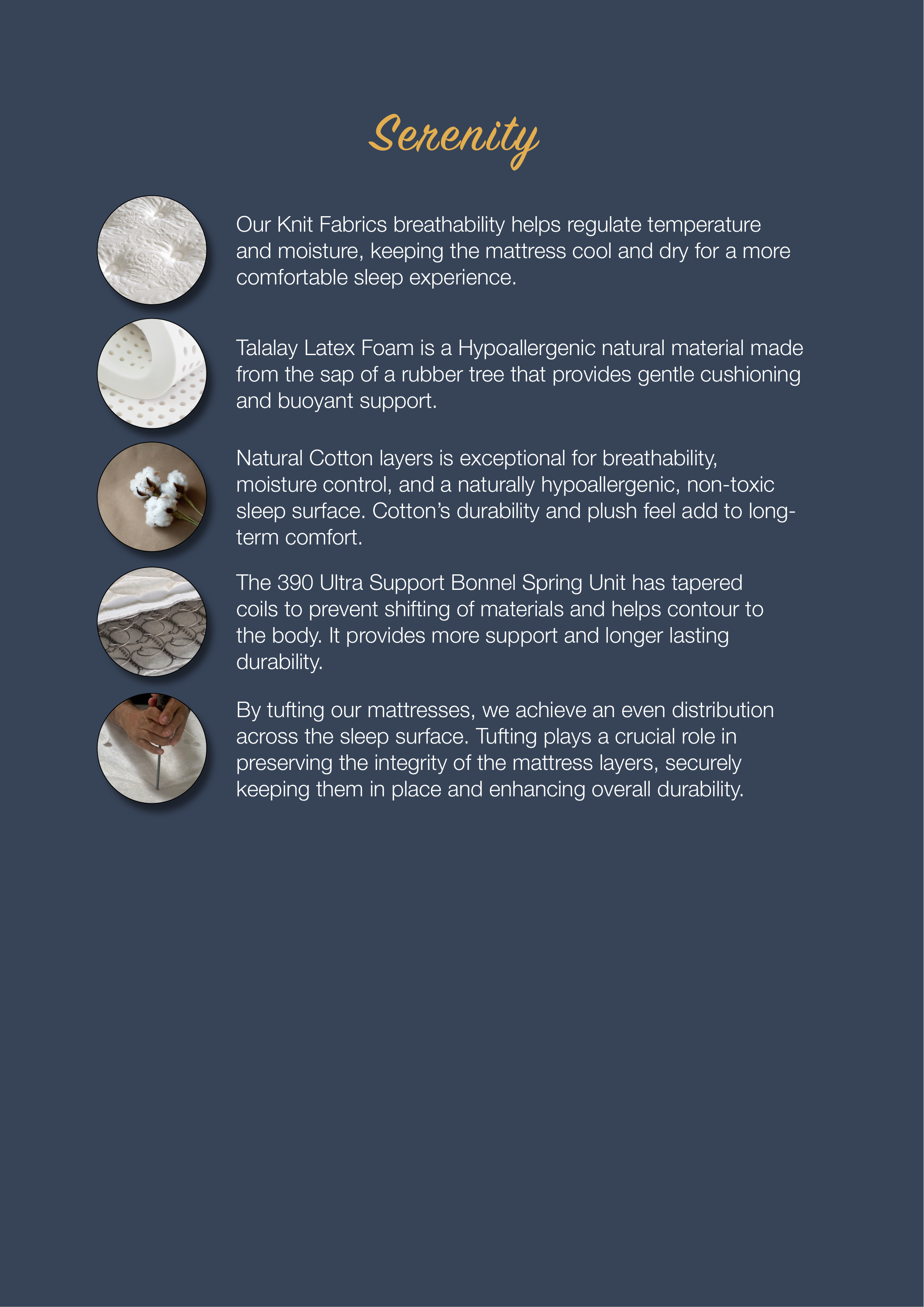 Serenity page for Newport Mattress Factory