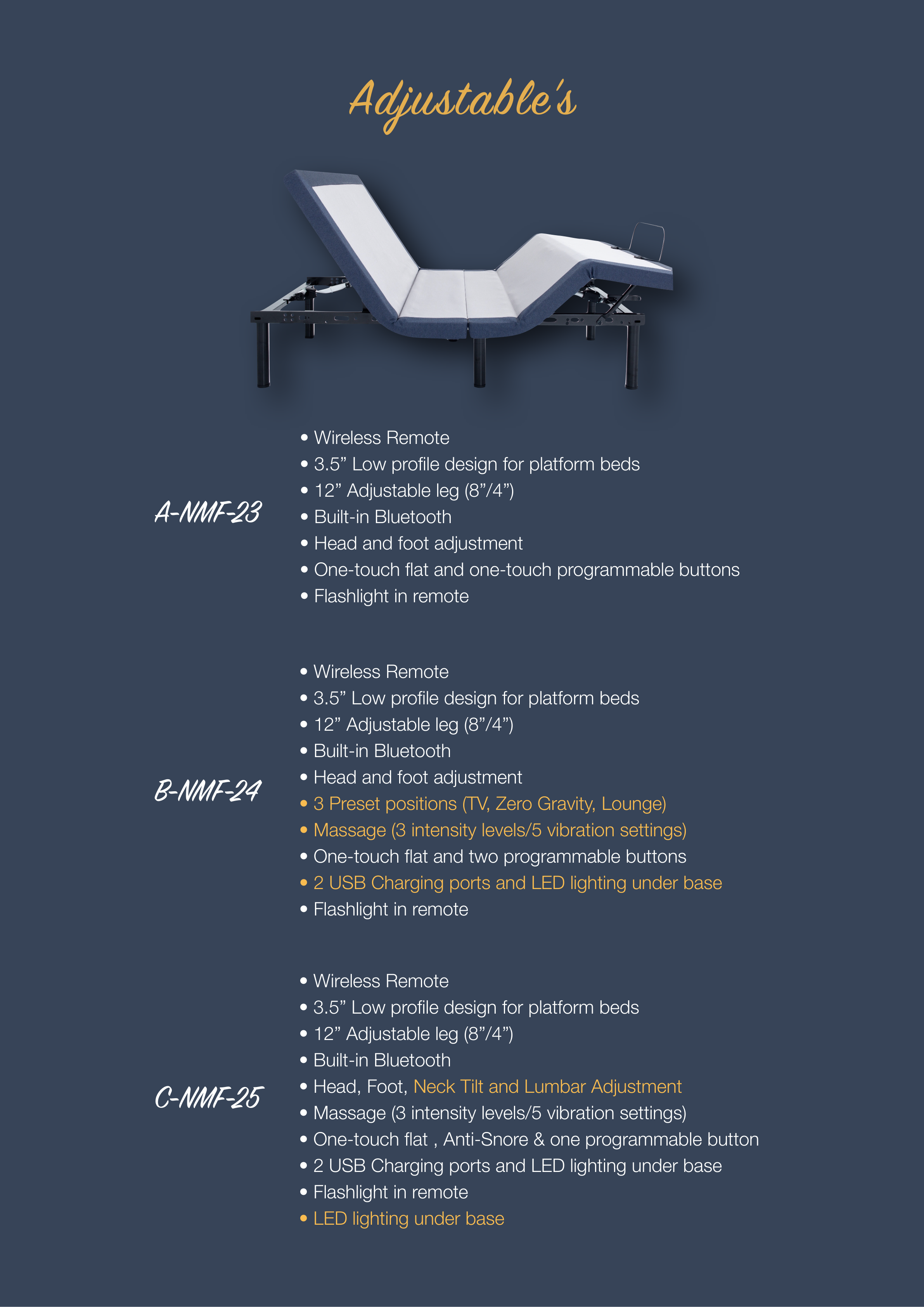 Adjustable Bases page for Newport Mattress Factory